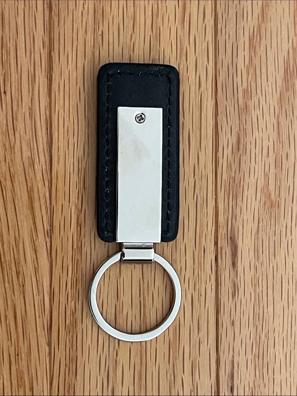 Silversea NEW Boxed Black Leather Keychains with Silver Metal Plate - Pair